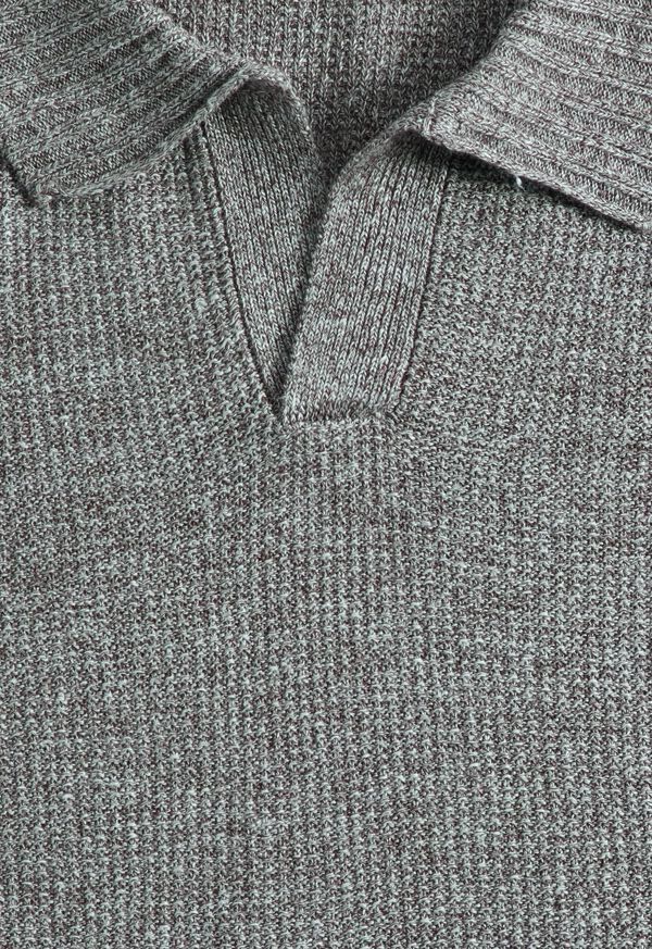 Olive Paul Stuart Linen & Cotton Knit Open Collar | UK_PAUL92848