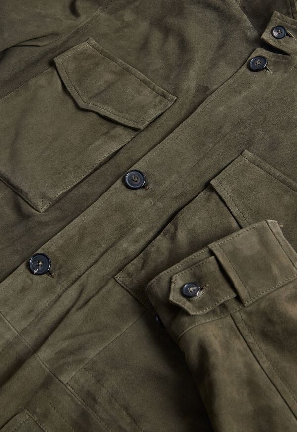 Olive Paul Stuart Olive Suede Field Jacket | UK_PAUL55842