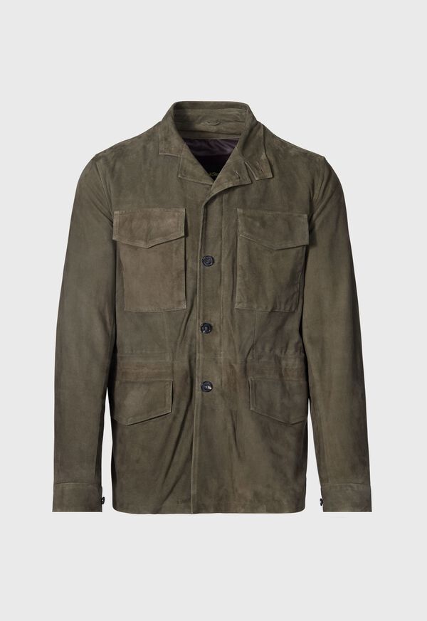 Olive Paul Stuart Olive Suede Field Jacket | UK_PAUL55842