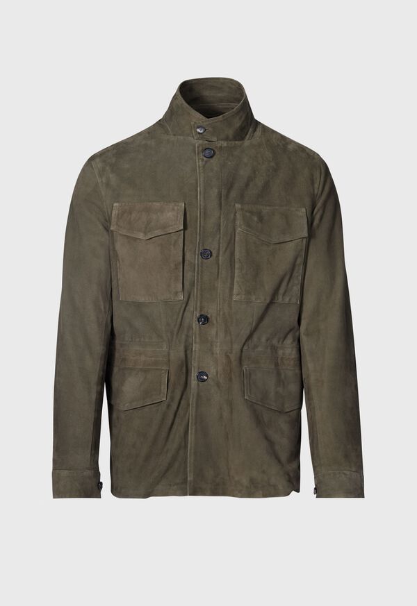 Olive Paul Stuart Olive Suede Field Jacket | UK_PAUL55842