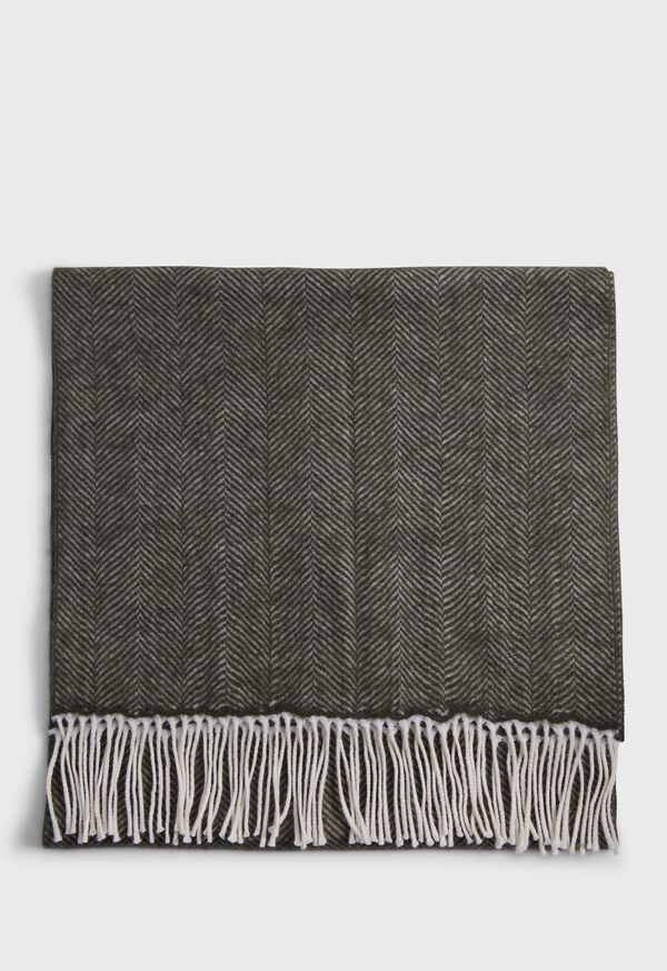 Olive Paul Stuart Wool Chevron Scarf | UK_PAUL61943