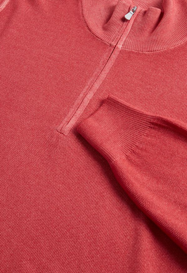 Pink Paul Stuart Merino Wool Rice Stitch Quarter Zip | UK_PAUL71780