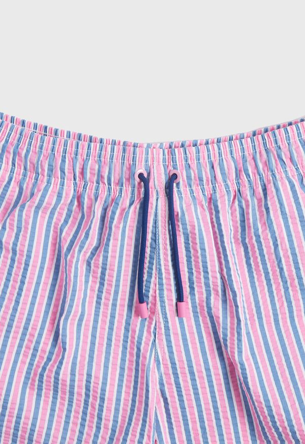 Pink / Blue Paul Stuart Seersucker Swim Trunk | UK_PAUL63122