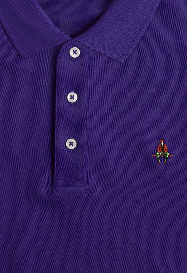 Purple Paul Stuart Cotton Piqué Logo Polo | UK_PAUL96636