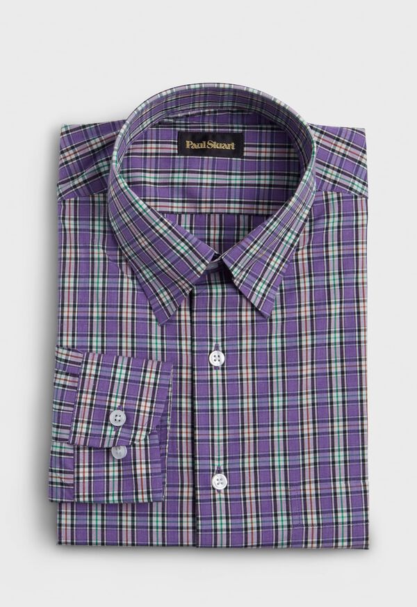 Purple Paul Stuart Cotton Poplin Plaid | UK_PAUL10880