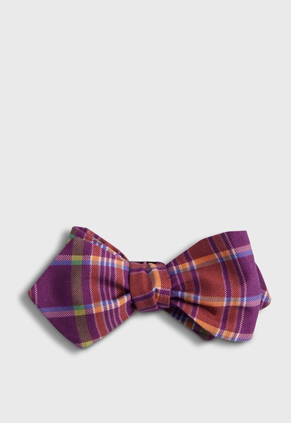 Purple Paul Stuart Habotai Silk Plaid Bow | UK_PAUL45978