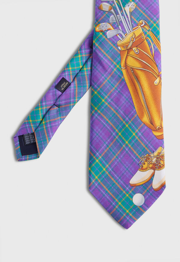 Purple Paul Stuart Plaid Golf Bag Print Silk | UK_PAUL76750