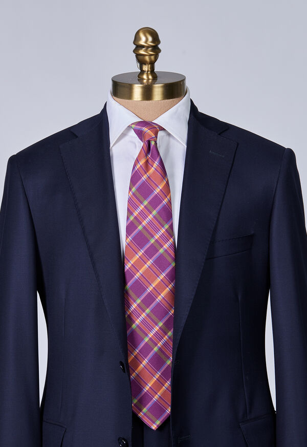 Purple Paul Stuart Printed Silk Plaid | UK_PAUL67389