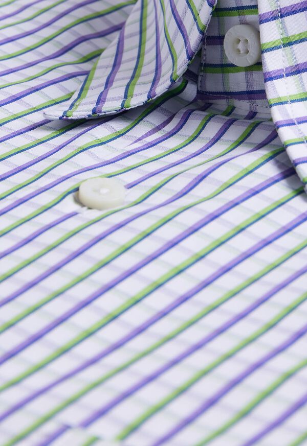 Purple / Green Paul Stuart Cotton Tattersall | UK_PAUL38493