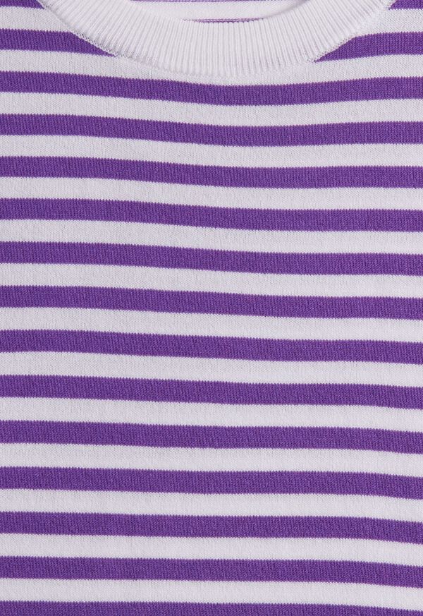 Purple / White Paul Stuart Stripe Knit Short Sleeve Crewneck | UK_PAUL55458