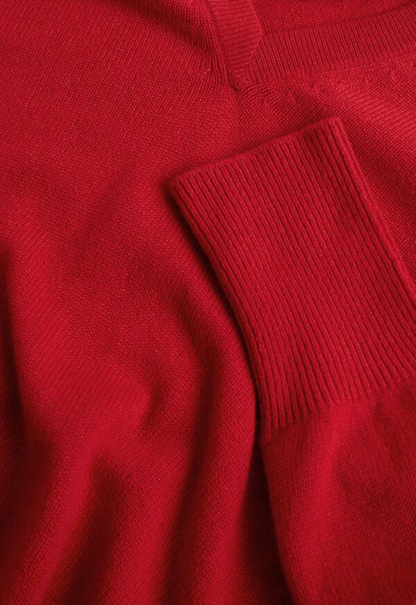 Red Paul Stuart Classic Cashmere Double Ply V-Neck | UK_PAUL46611