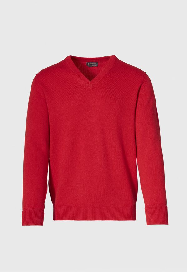 Red Paul Stuart Classic Cashmere Double Ply V-Neck | UK_PAUL46611