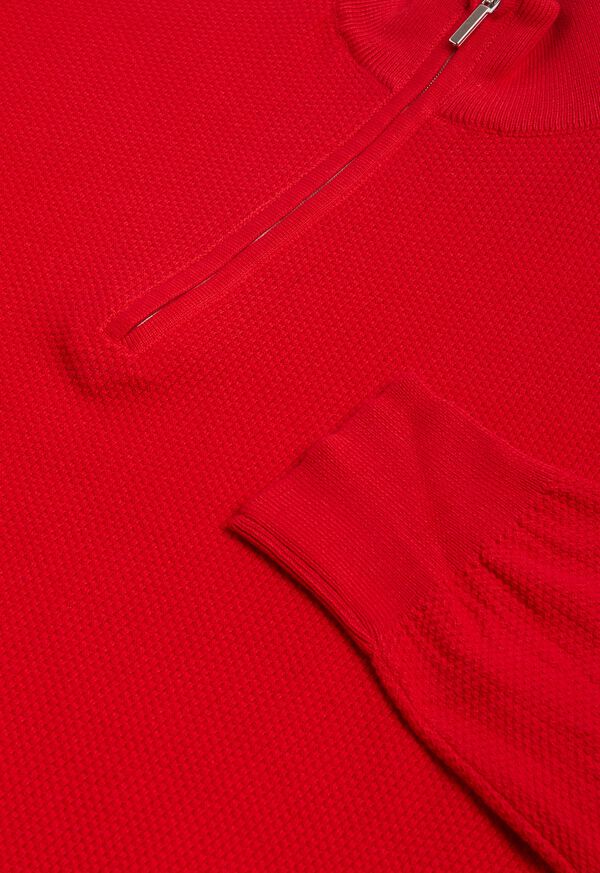 Red Paul Stuart Cotton Quarter Zip Rice Stitch | UK_PAUL34810