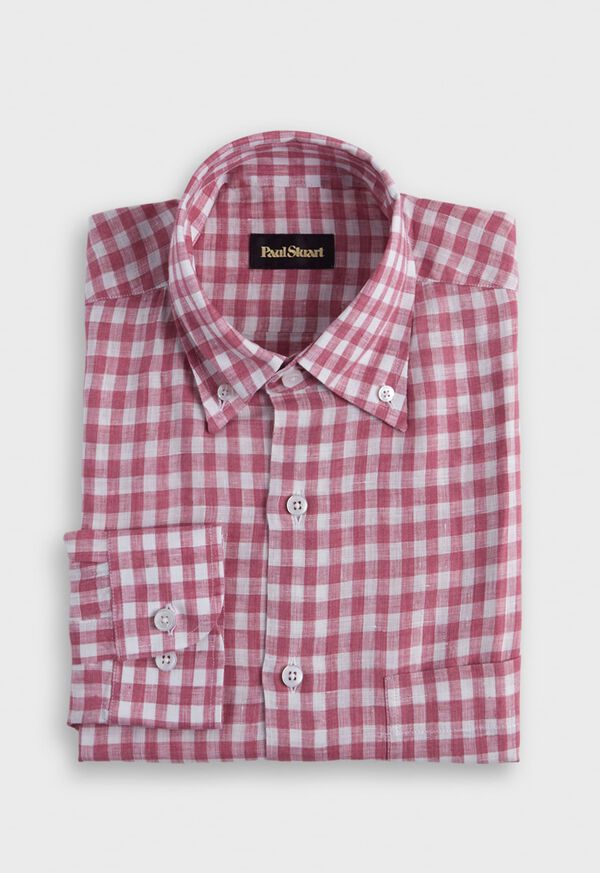 Red Paul Stuart Linen Gingham | UK_PAUL94202