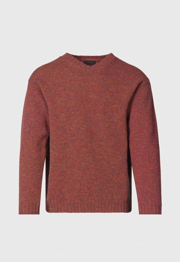 Red Paul Stuart Shetland Wool V-Neck | UK_PAUL91910