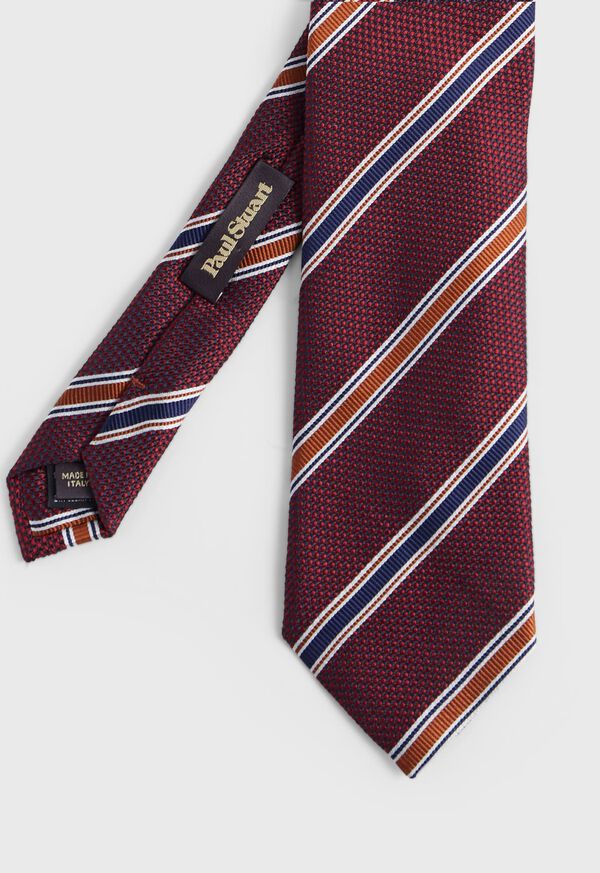 Red Paul Stuart Woven Silk Textured Stripe | UK_PAUL42543