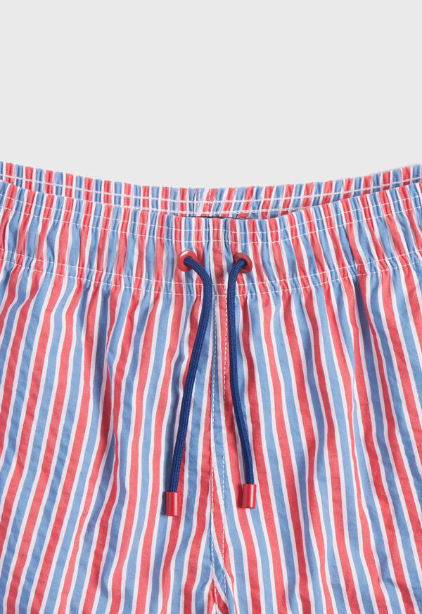 Red / Blue Paul Stuart Seersucker Swim Trunk | UK_PAUL41814