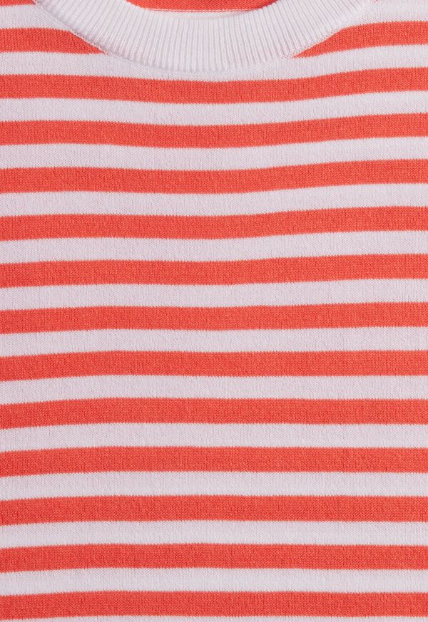 Red / White Paul Stuart Stripe Knit Short Sleeve Crewneck | UK_PAUL83111