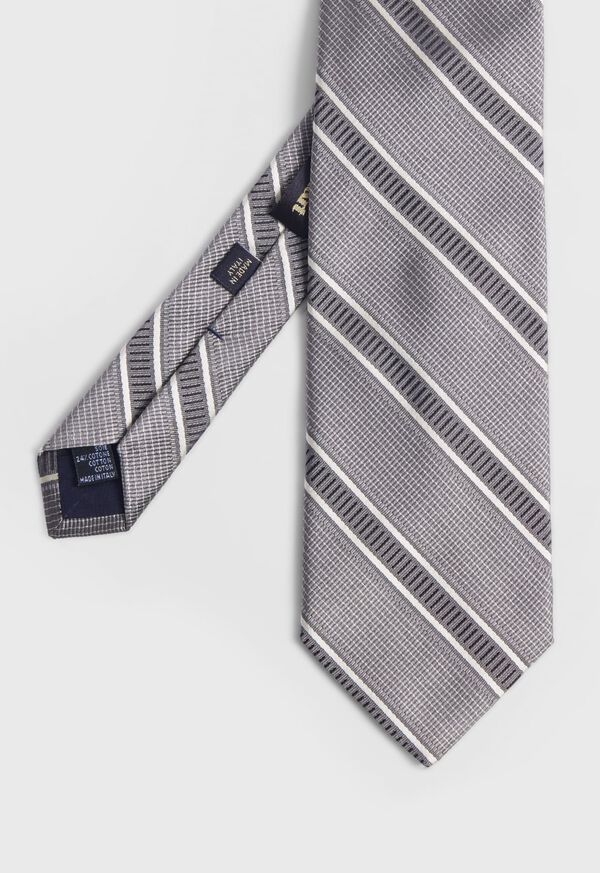 Silver Paul Stuart Silk Jacquard Macclesfield Stripe | UK_PAUL72539