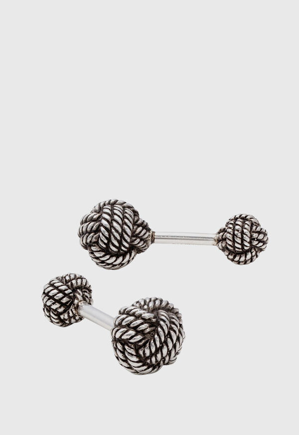 Silver Paul Stuart Sterling Silver Rope Ball Cufflinks | UK_PAUL92956