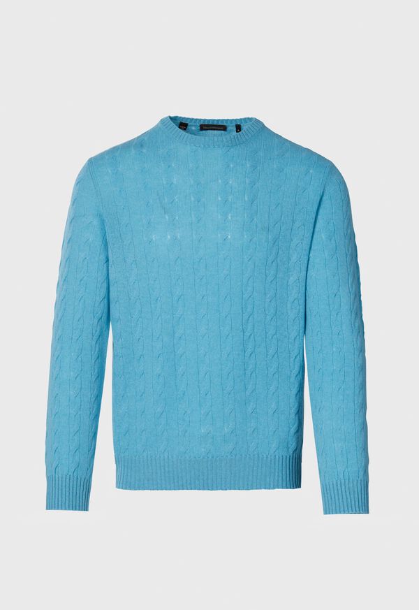 Turquoise Paul Stuart Cashmere Cable Crewneck | UK_PAUL43589