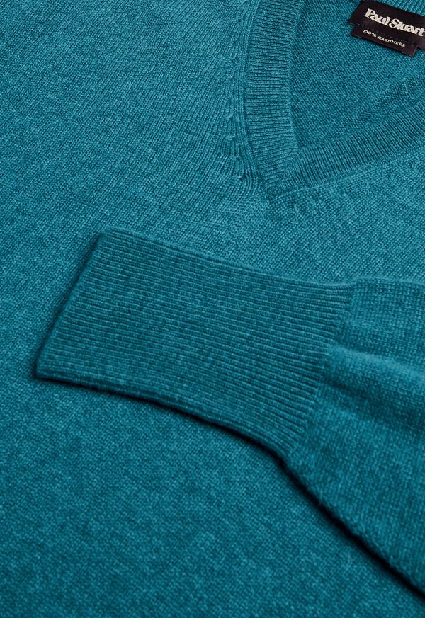 Turquoise Paul Stuart Classic Cashmere Double Ply V-Neck | UK_PAUL28903