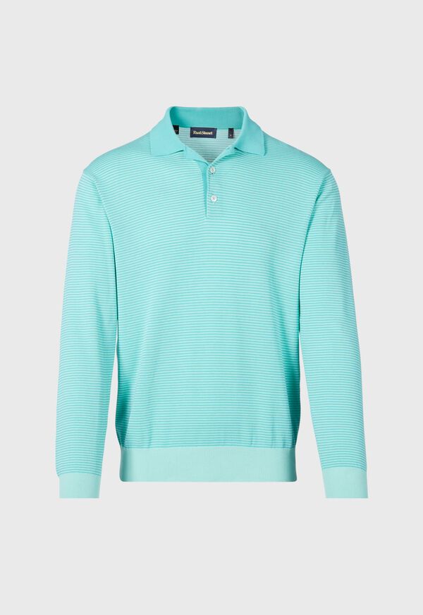 Turquoise Paul Stuart Cotton Stripe Long Sleeve | UK_PAUL14409