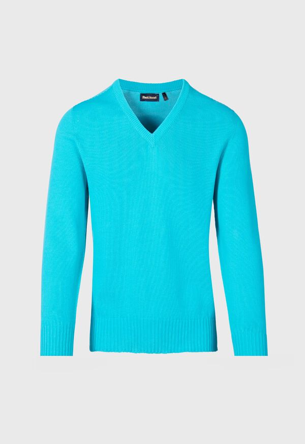 Turquoise Paul Stuart Cotton V-Neck | UK_PAUL91333