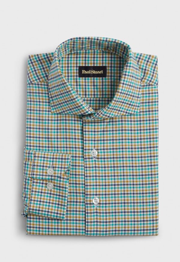 Turquoise Paul Stuart Mini Check Flannel | UK_PAUL37022