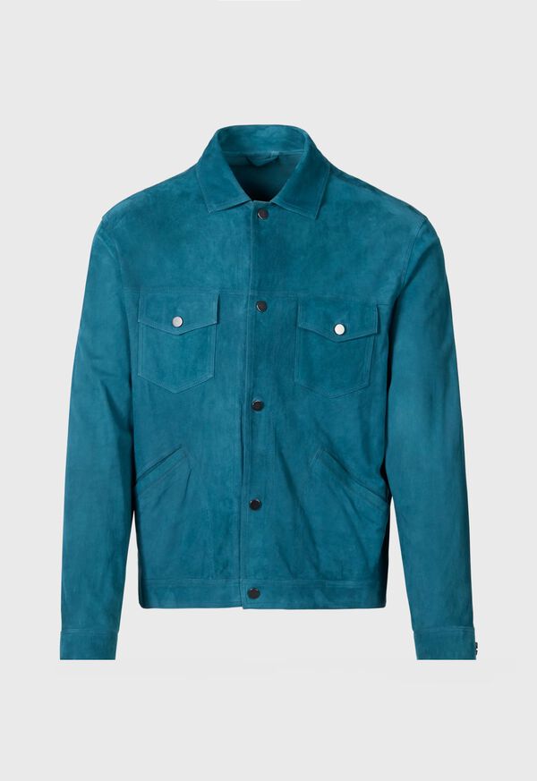 Turquoise Paul Stuart Suede Jean Jacket | UK_PAUL56092