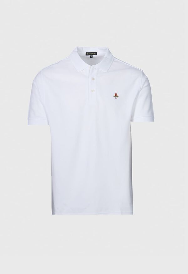 White Paul Stuart Cotton Piqué Logo Polo | UK_PAUL63560