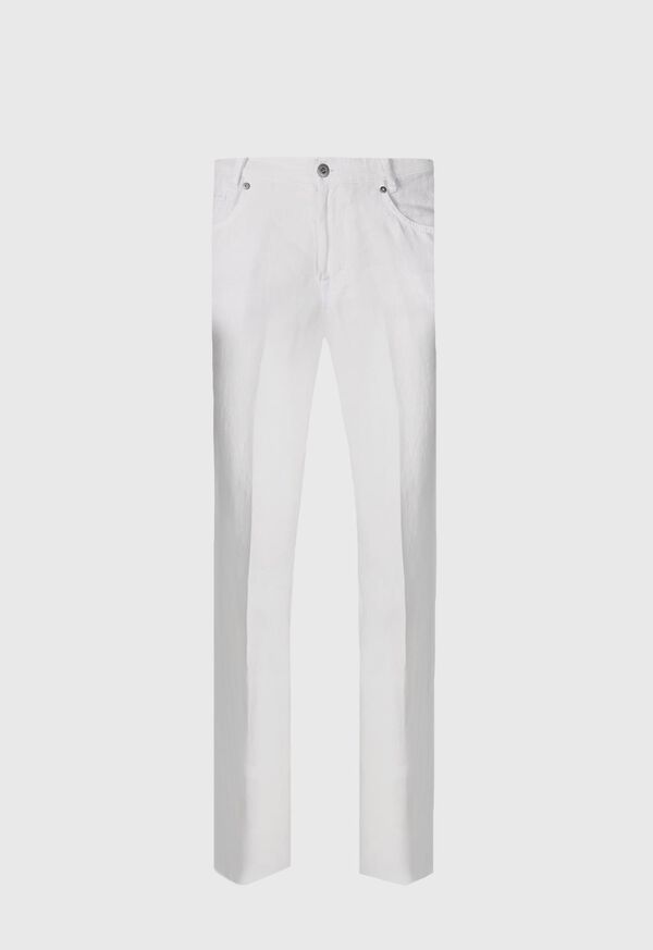 White Paul Stuart Linen Five Pocket | UK_PAUL58186