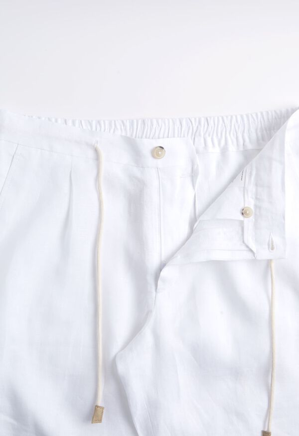 White Paul Stuart Linen Tucked Pleat Bermuda Short | UK_PAUL79566