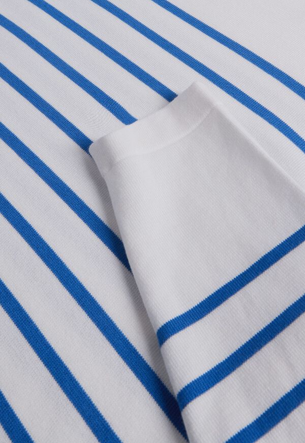 White / Blue Paul Stuart Striped Crewneck | UK_PAUL75932