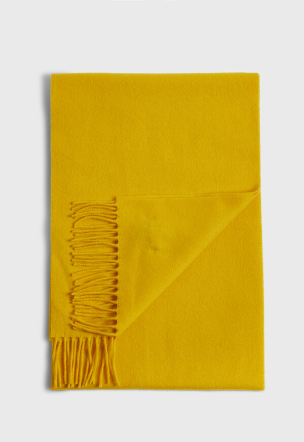 Yellow Paul Stuart Cashmere Scarf with Fringe | UK_PAUL80051