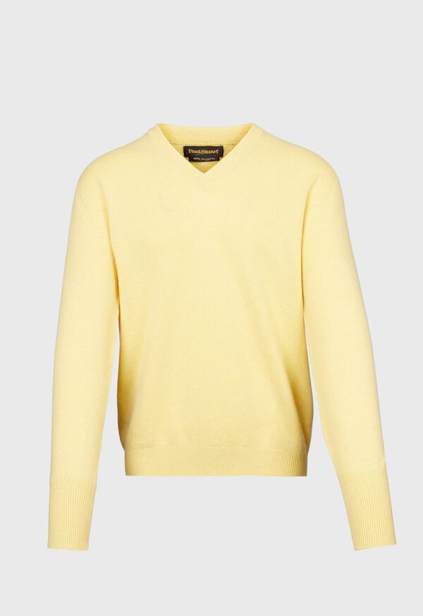 Yellow Paul Stuart Classic Cashmere Double Ply V-Neck | UK_PAUL86200