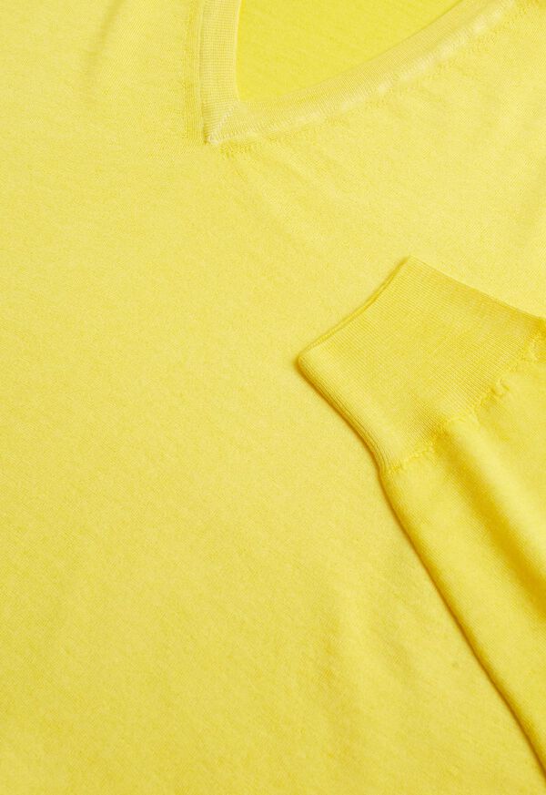 Yellow Paul Stuart Merino Wool Watercolor V-Neck | UK_PAUL47165