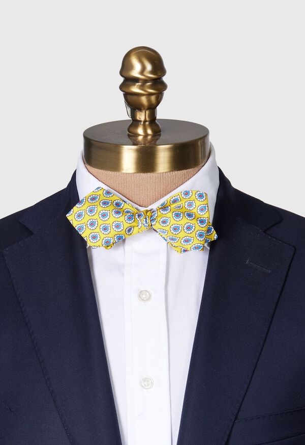 Yellow Paul Stuart Silk Twill Tossed Paisley Bow | UK_PAUL74946